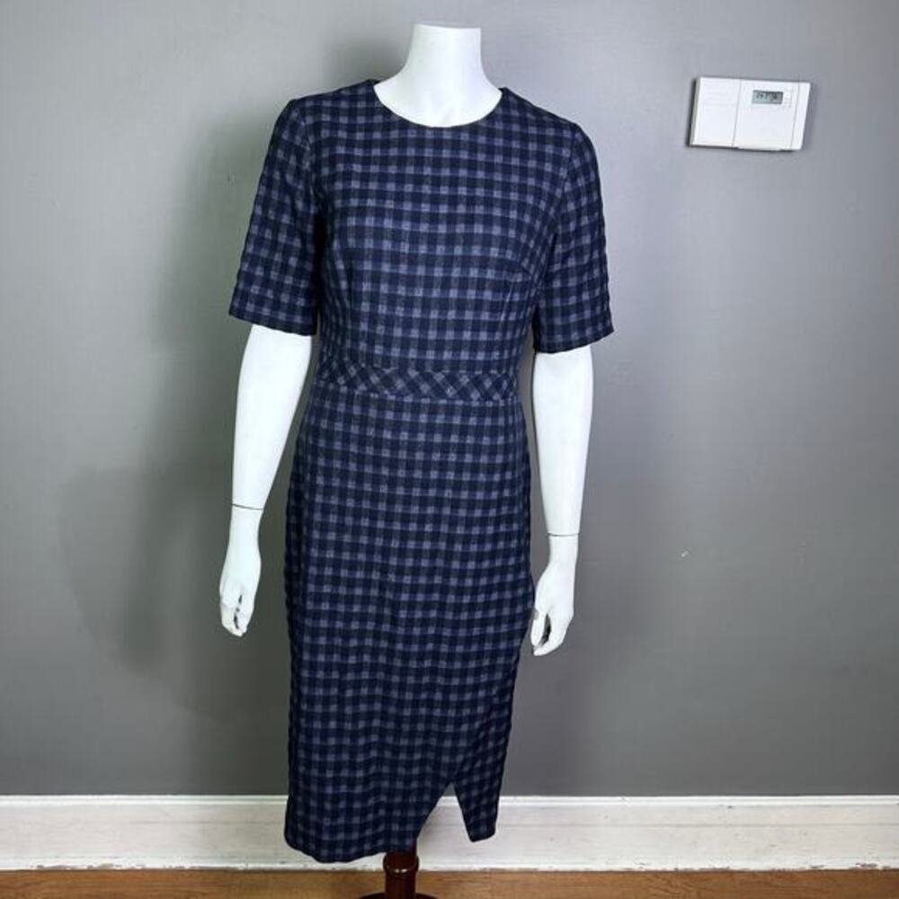 Banana Republic dress size 8‎ checkered plaid pencil Corpcore long office work